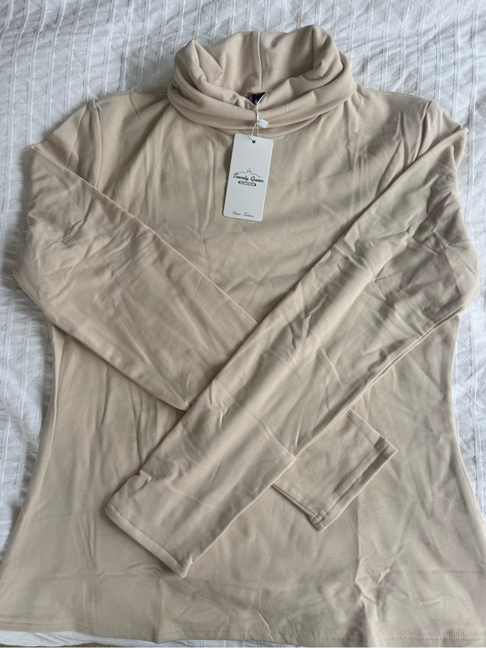 Trendy Corner Women’s Cream Cowl Neck Long Sleeve Top